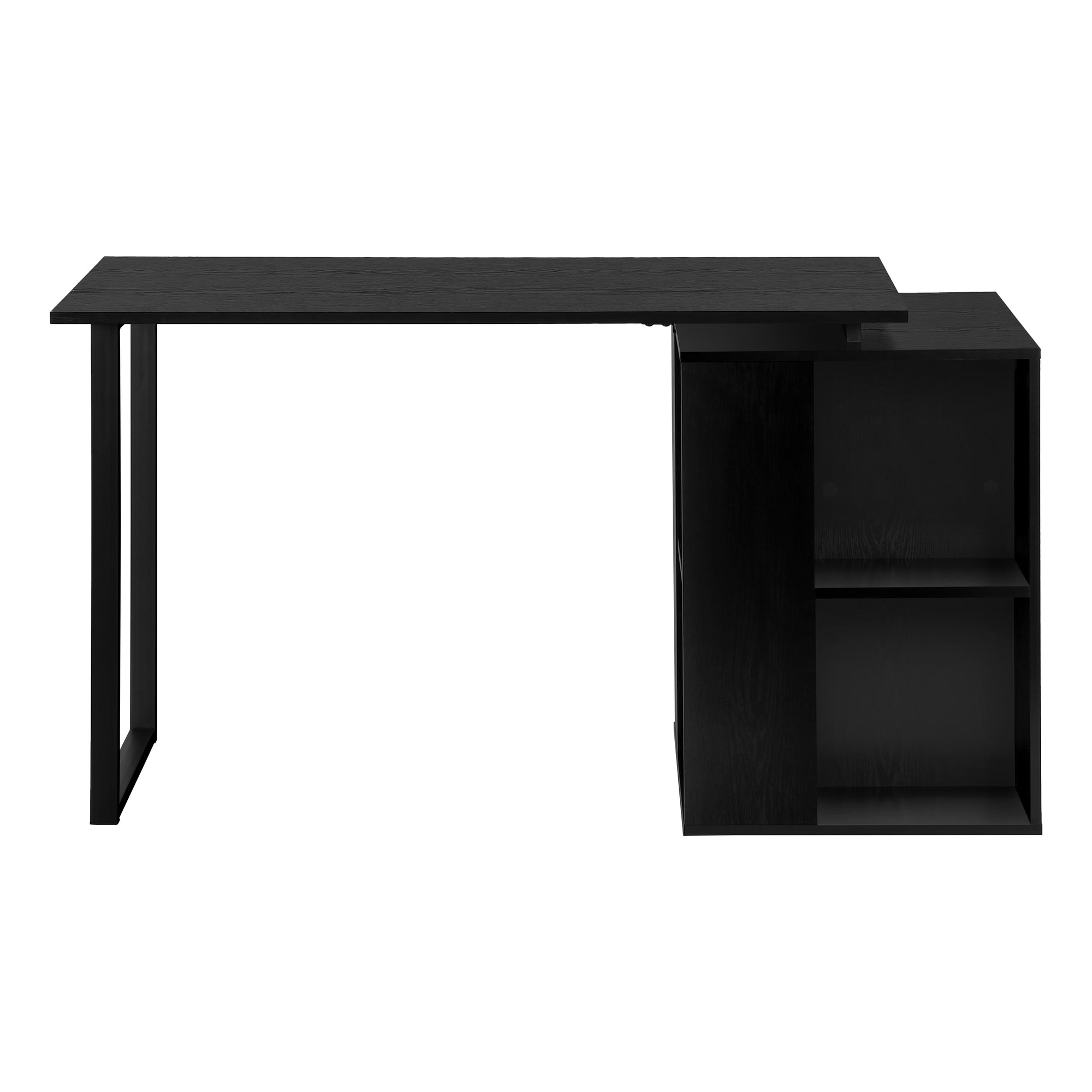 Black 55" Modern Desk with Storage and U-Shaped Metal Legs