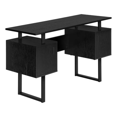 Contemporary 47" Black Computer Desk with Storage Cabinets