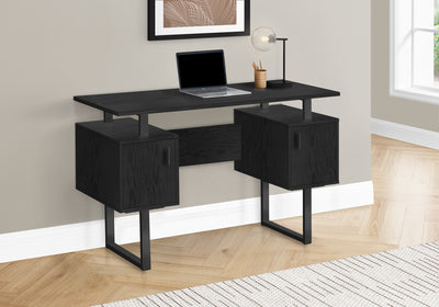 Contemporary 47" Black Computer Desk with Storage Cabinets
