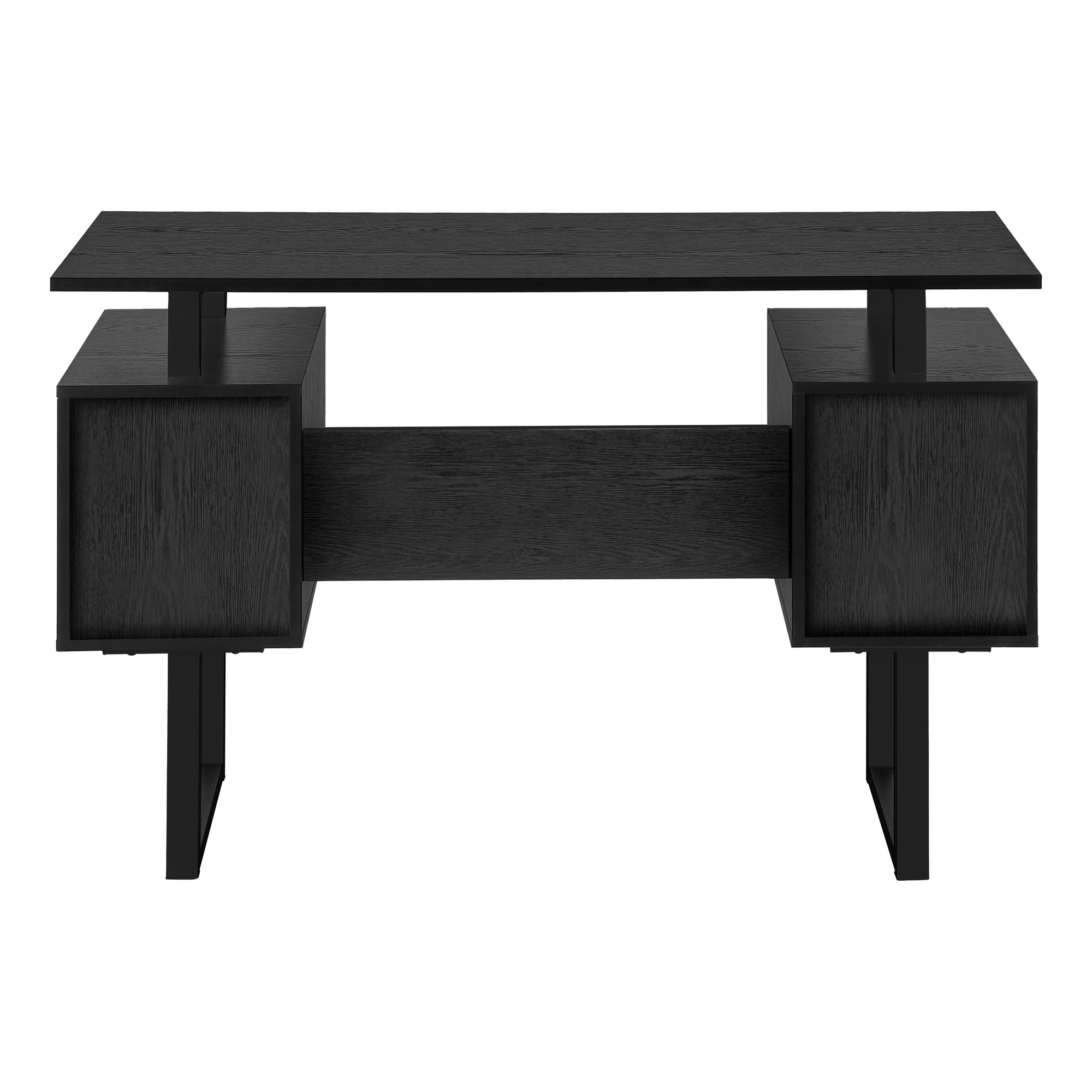 Contemporary 47" Black Computer Desk with Storage Cabinets