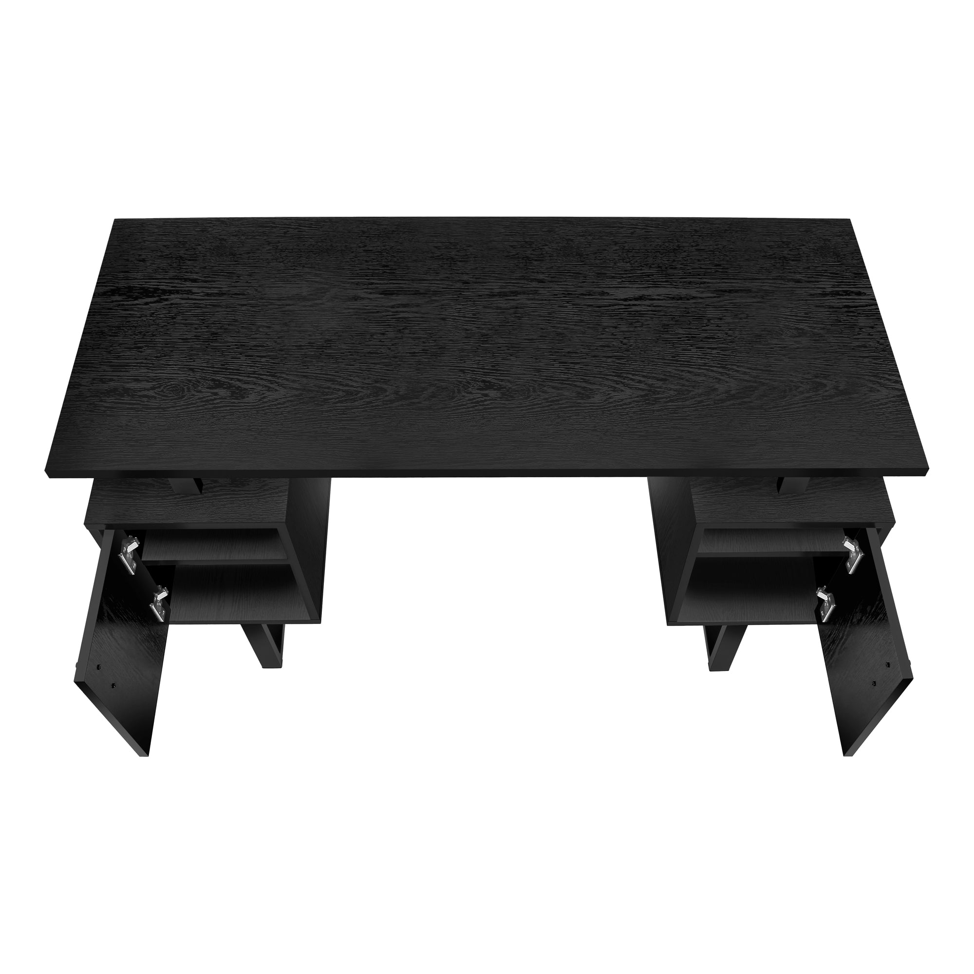 Contemporary 47" Black Computer Desk with Storage Cabinets