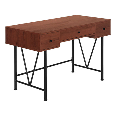 Cherry Wood 47" Industrial-Style Contemporary Computer Desk with Storage
