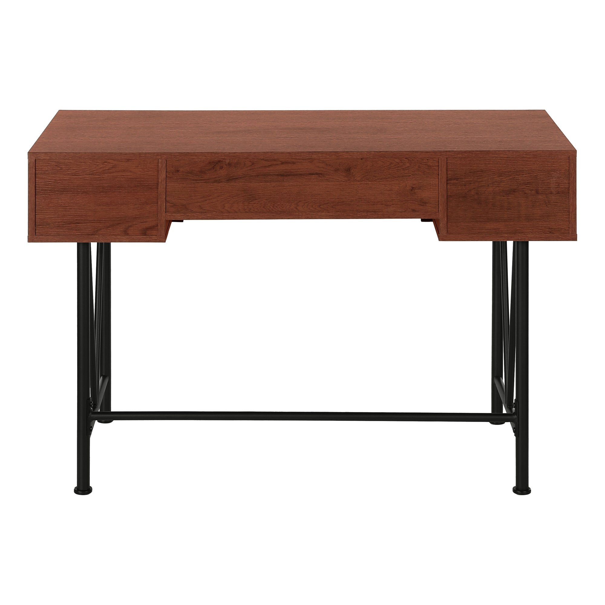 Cherry Wood 47" Industrial-Style Contemporary Computer Desk with Storage