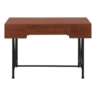Cherry Wood 47" Industrial-Style Contemporary Computer Desk with Storage