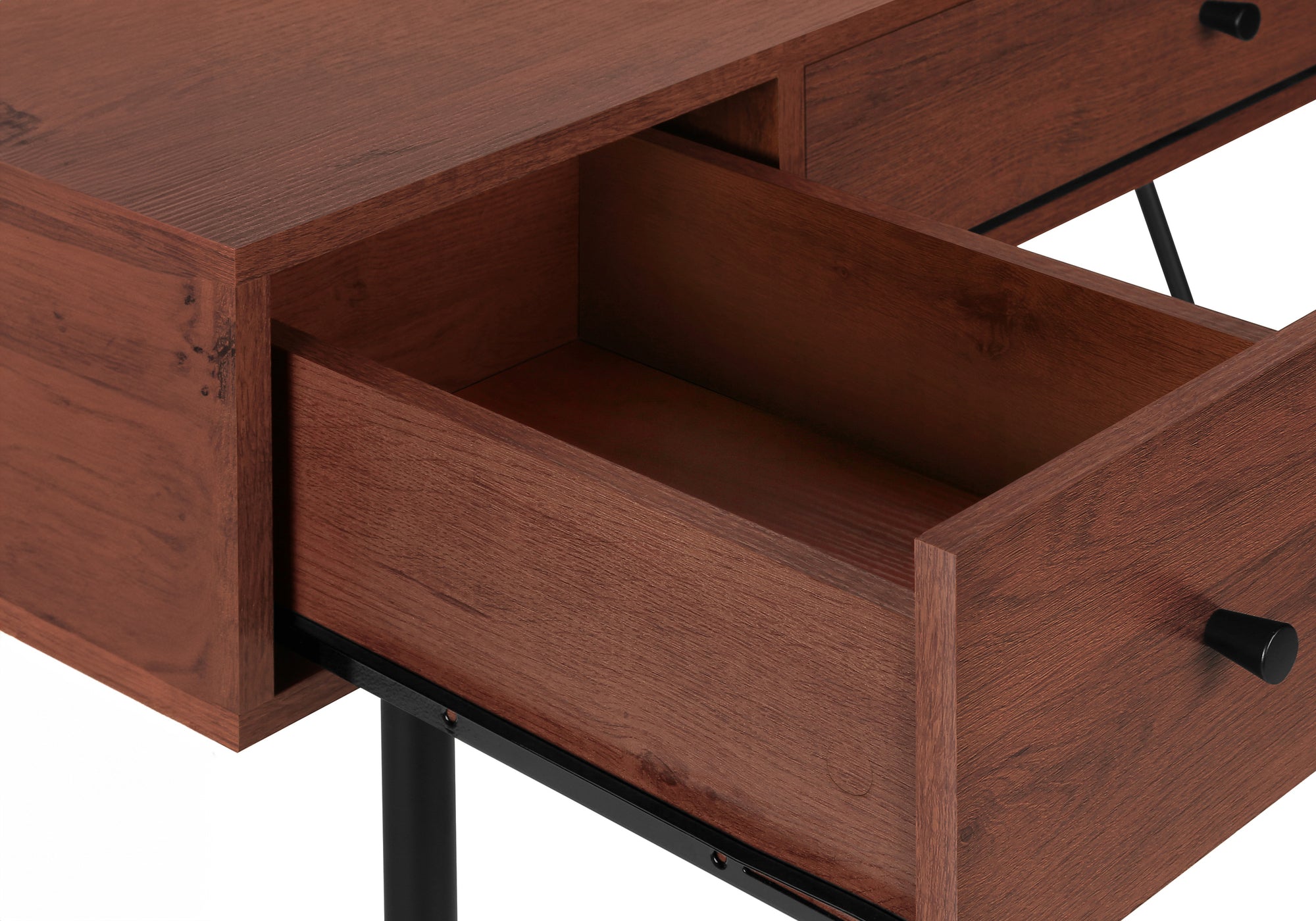 Cherry Wood 47" Industrial-Style Contemporary Computer Desk with Storage