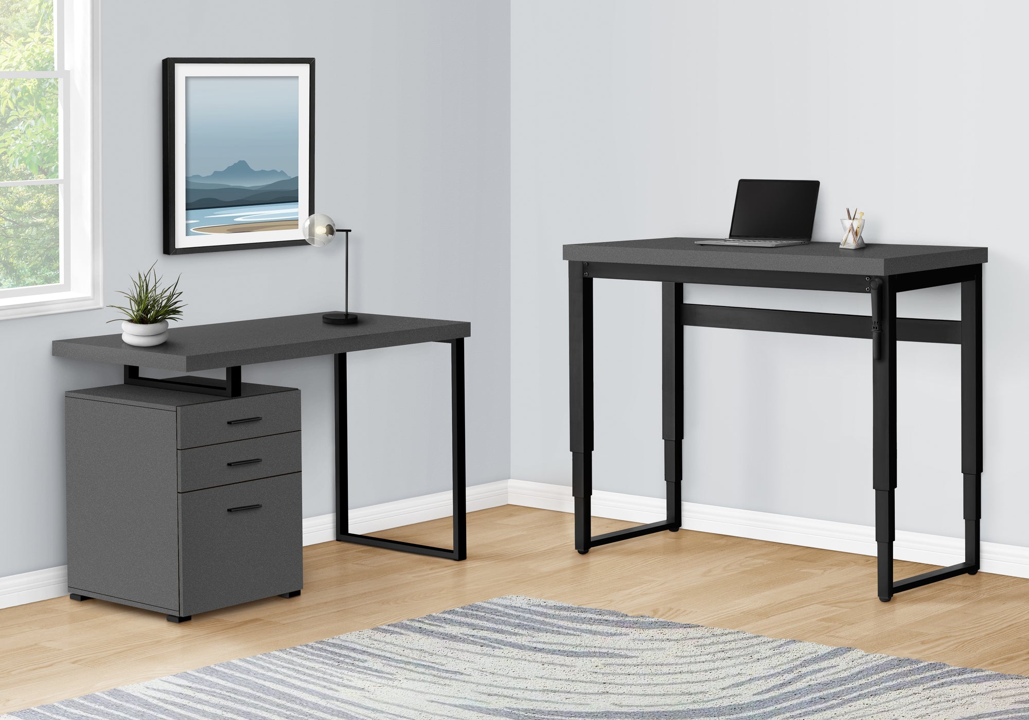 Adjustable Height 47" Grey Home Office Desk