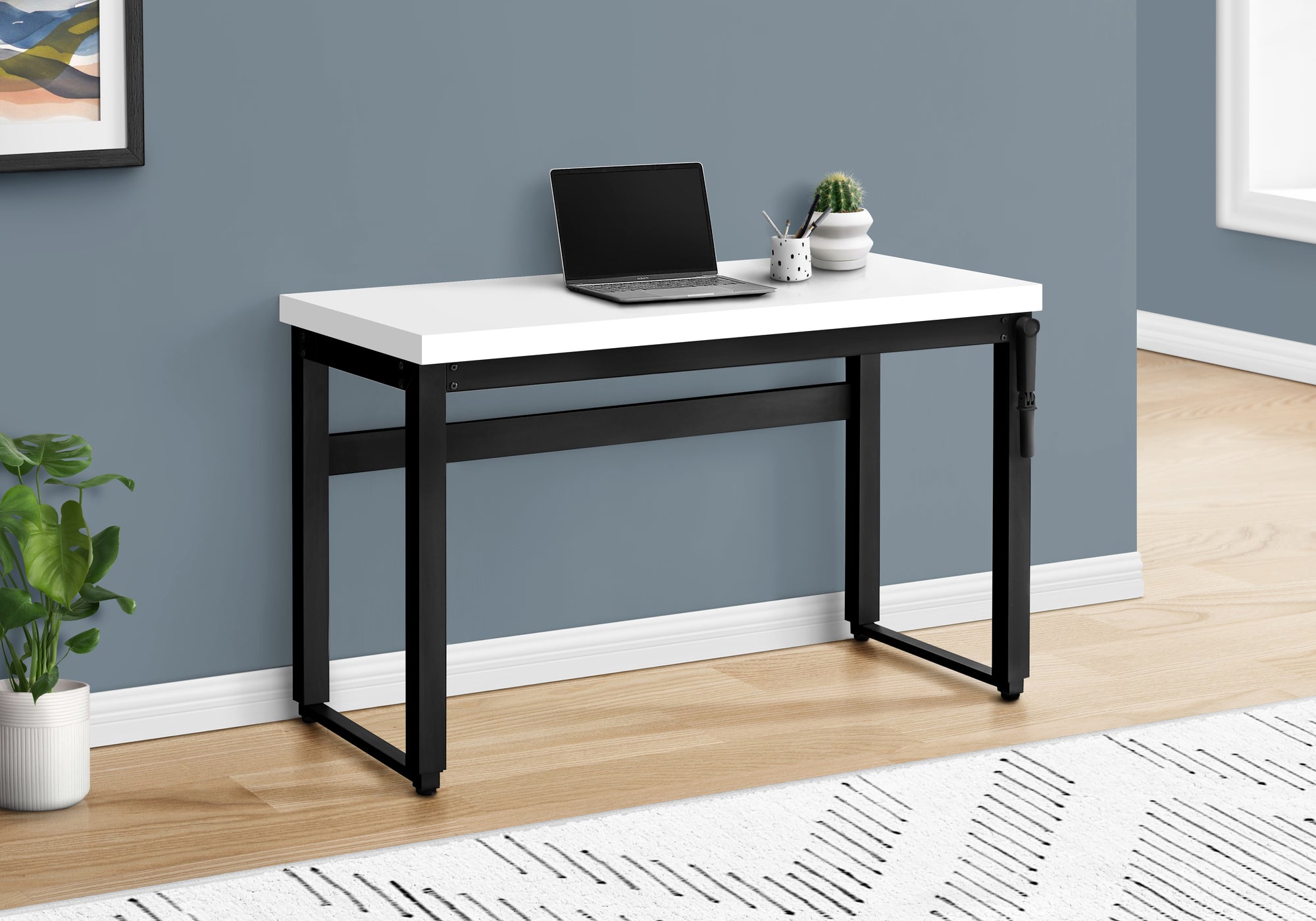 White Adjustable Height 47" Home Office Desk