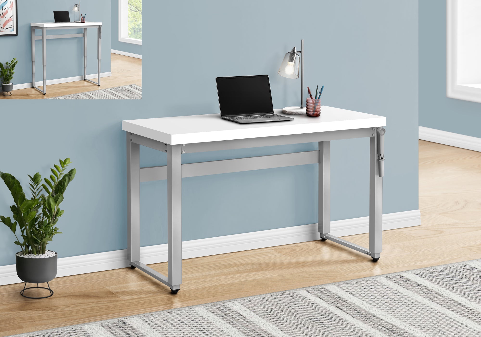 White Adjustable Height 47" Home Office Desk
