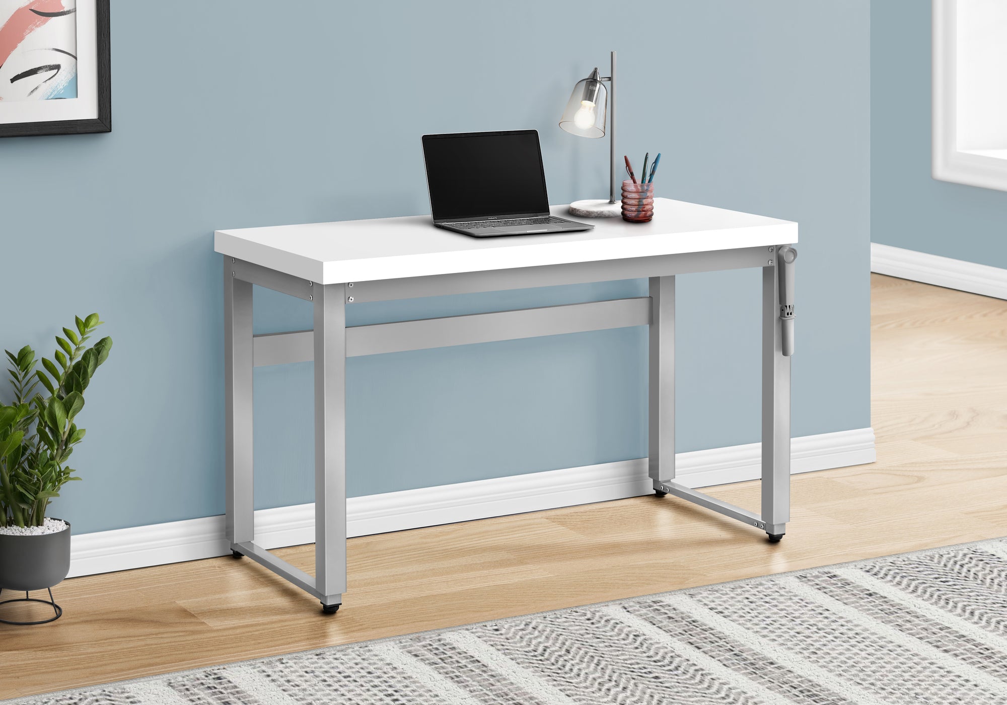 White Adjustable Height 47" Home Office Desk