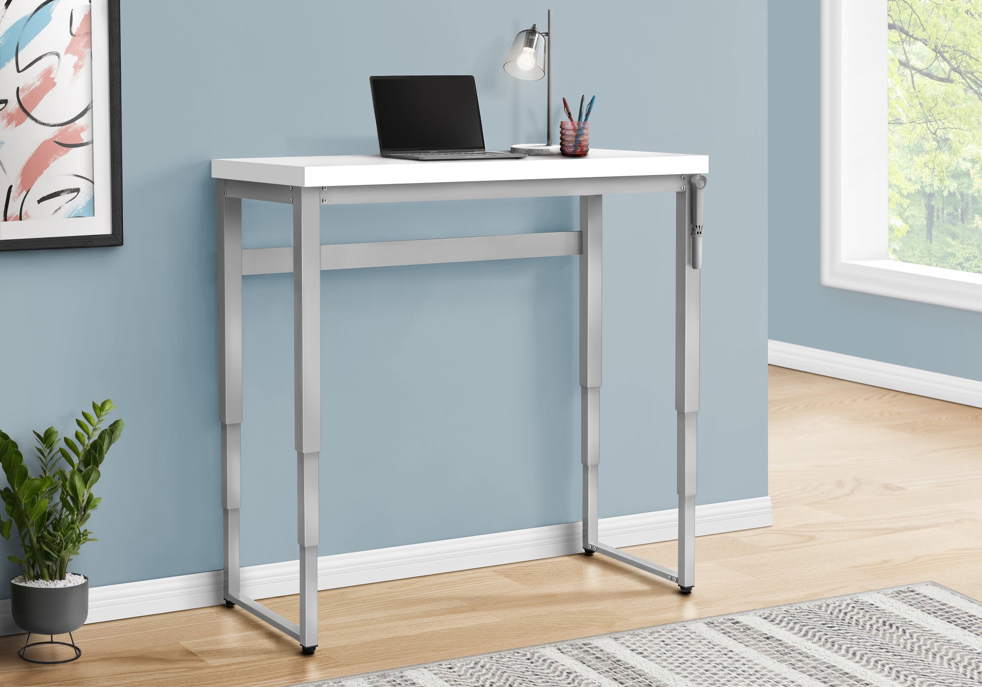 White Adjustable Height 47" Home Office Desk