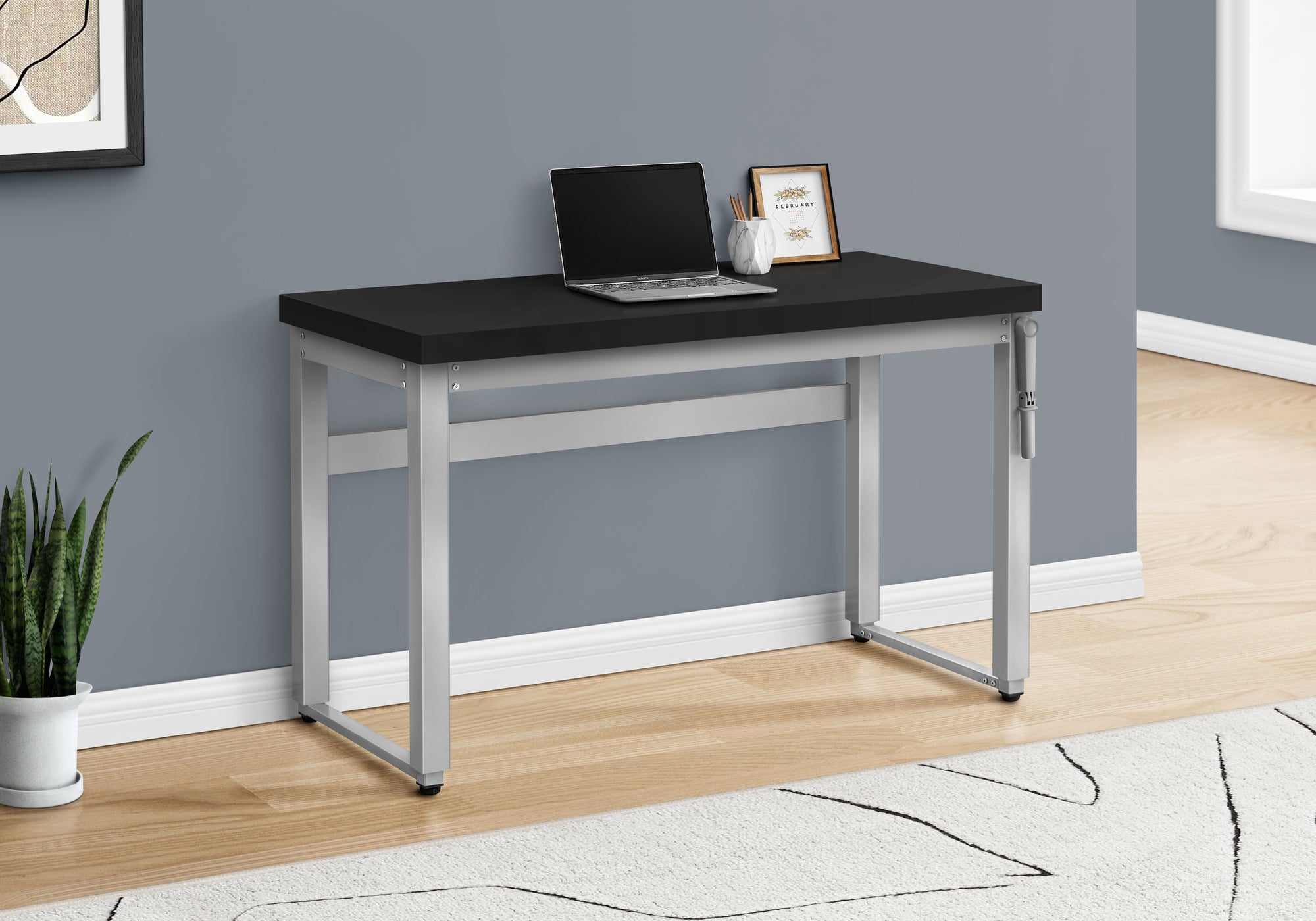 Black and Grey Adjustable Height 47" Home Office Desk