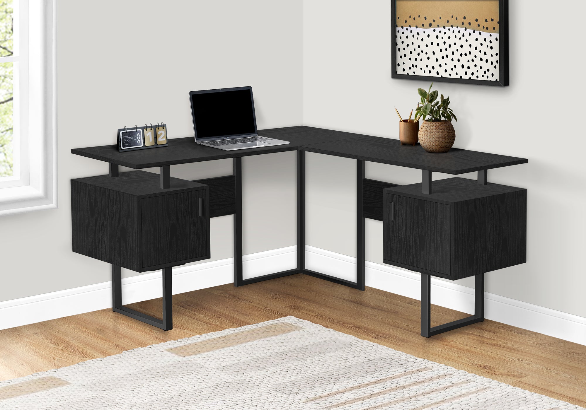 Mid century black desk discount