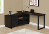 72" Espresso and Black Executive L-Shaped Desk
