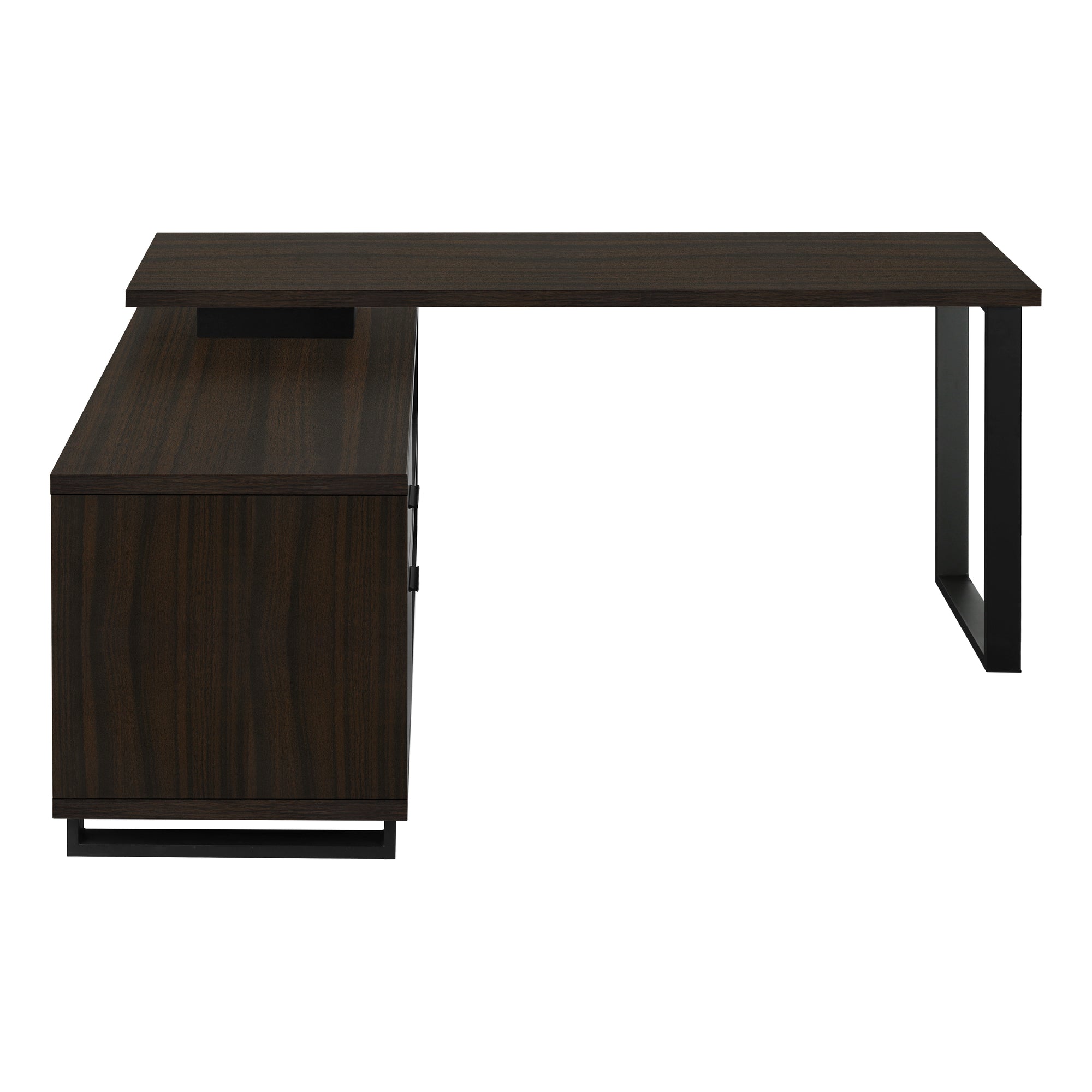 72" Espresso and Black Executive L-Shaped Desk