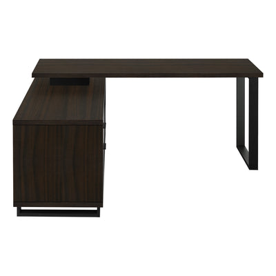 72" Espresso and Black Executive L-Shaped Desk