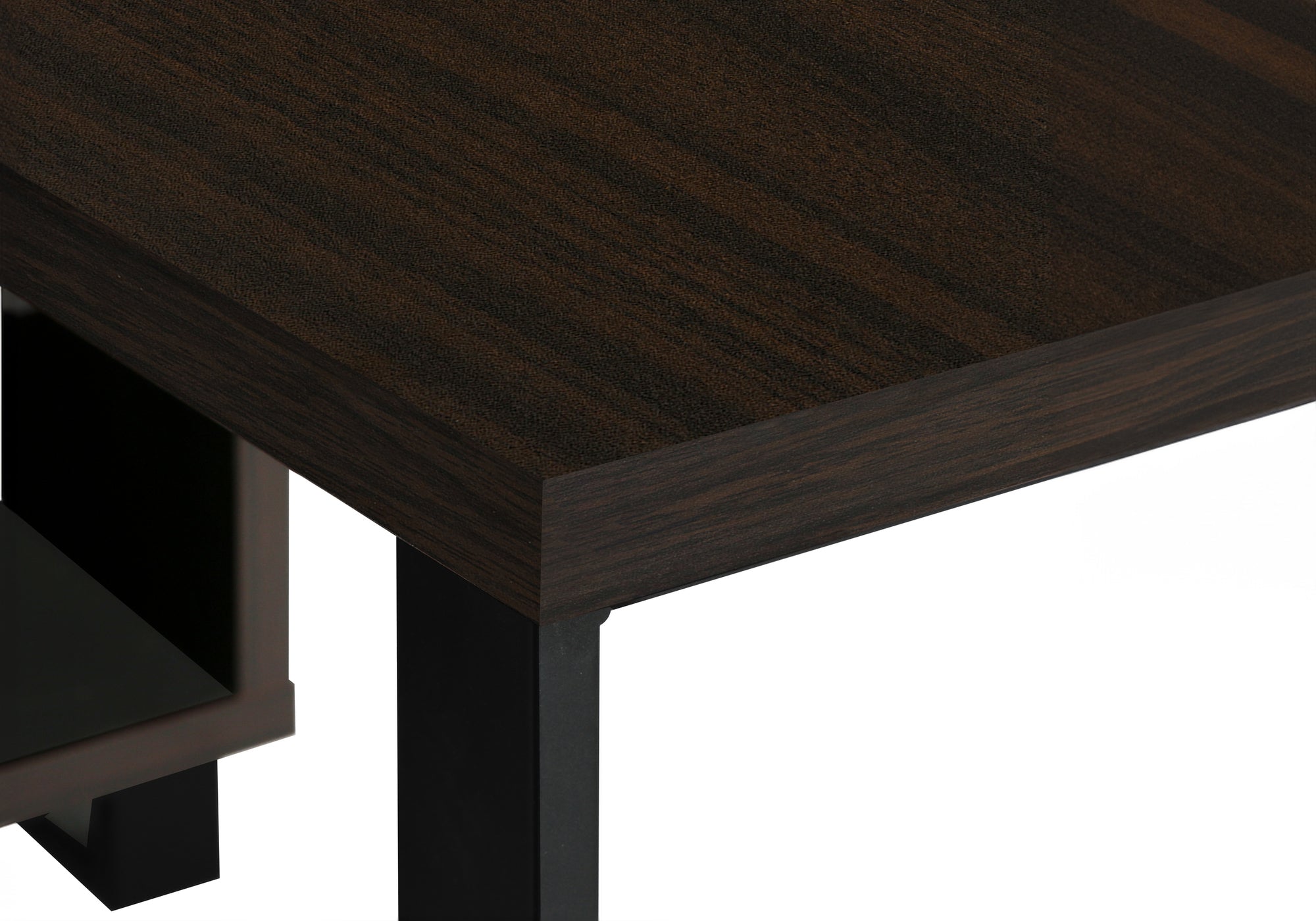 72" Espresso and Black Executive L-Shaped Desk