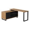 72" Brown and Black Executive L-Shaped Desk