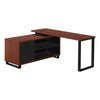 72" Cherry and Black Executive L-Shaped Desk