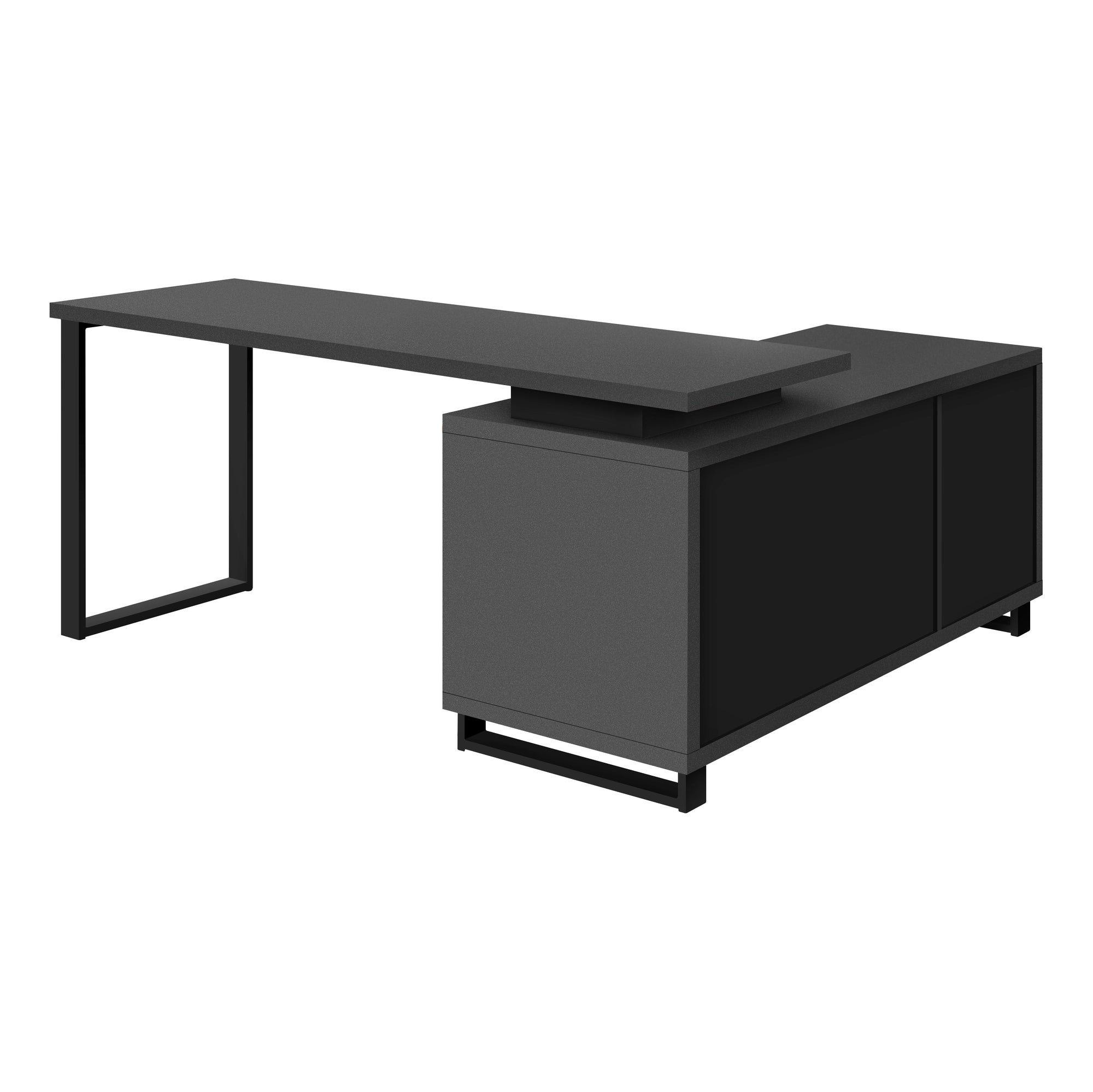72" Slate and Black Executive L-Shaped Desk