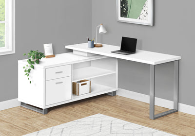 72" White Executive L-Shaped Desk