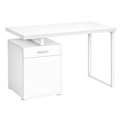 47" White Floating Desktop Workstation with Storage