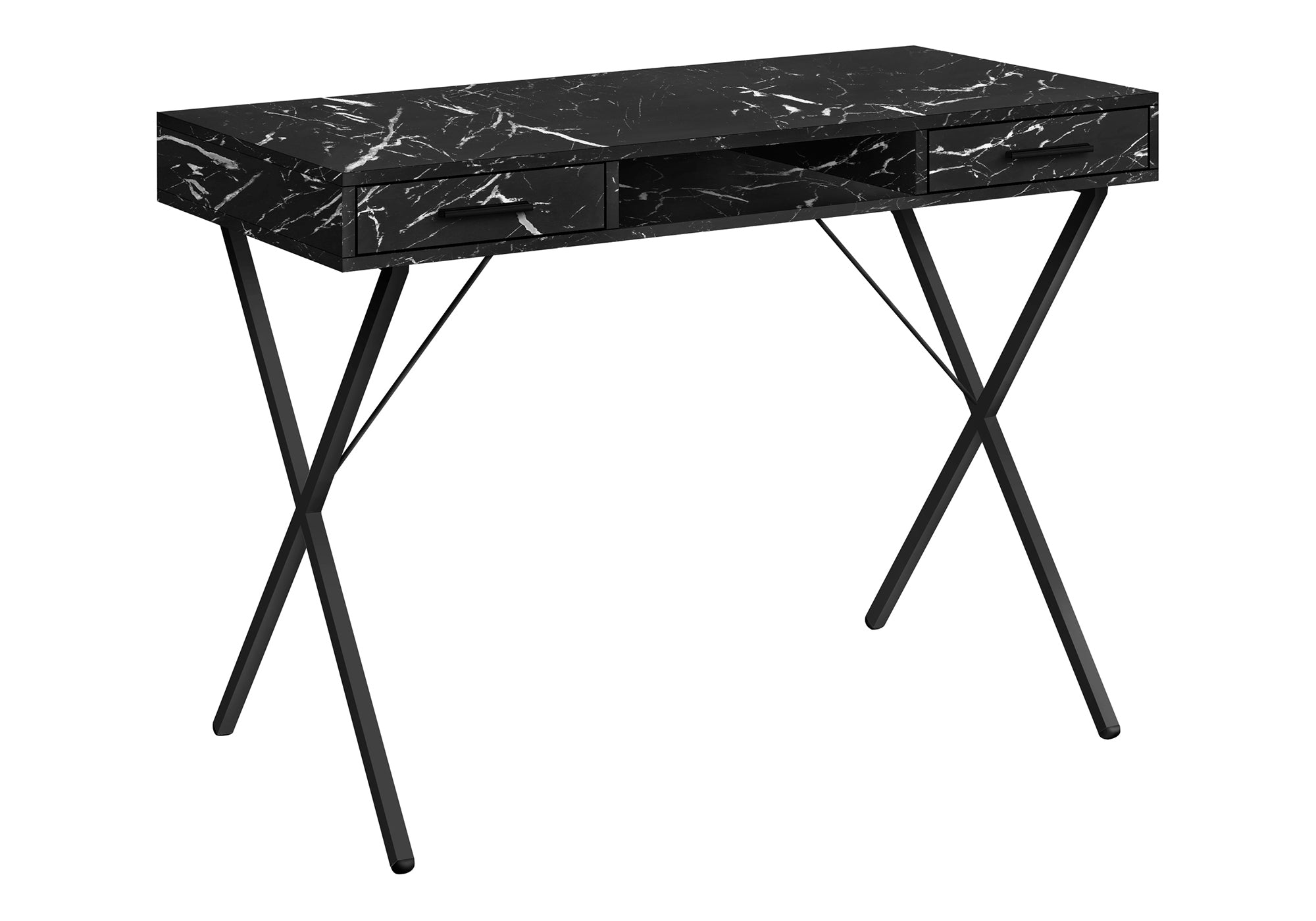 Black Marbled 42" Trestle Workstation with Storage
