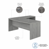 72" Modern L-Shaped Bow-Front Office Desk in Modern Gray