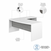 72” Modern L-Shaped Bow-Front Office Desk in Pure White & Modern Gray