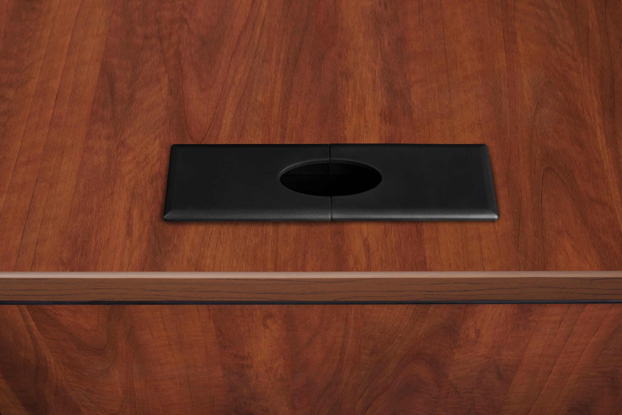 Premium Cherry U-shaped Desk with Locking Pedestal & Wire Management