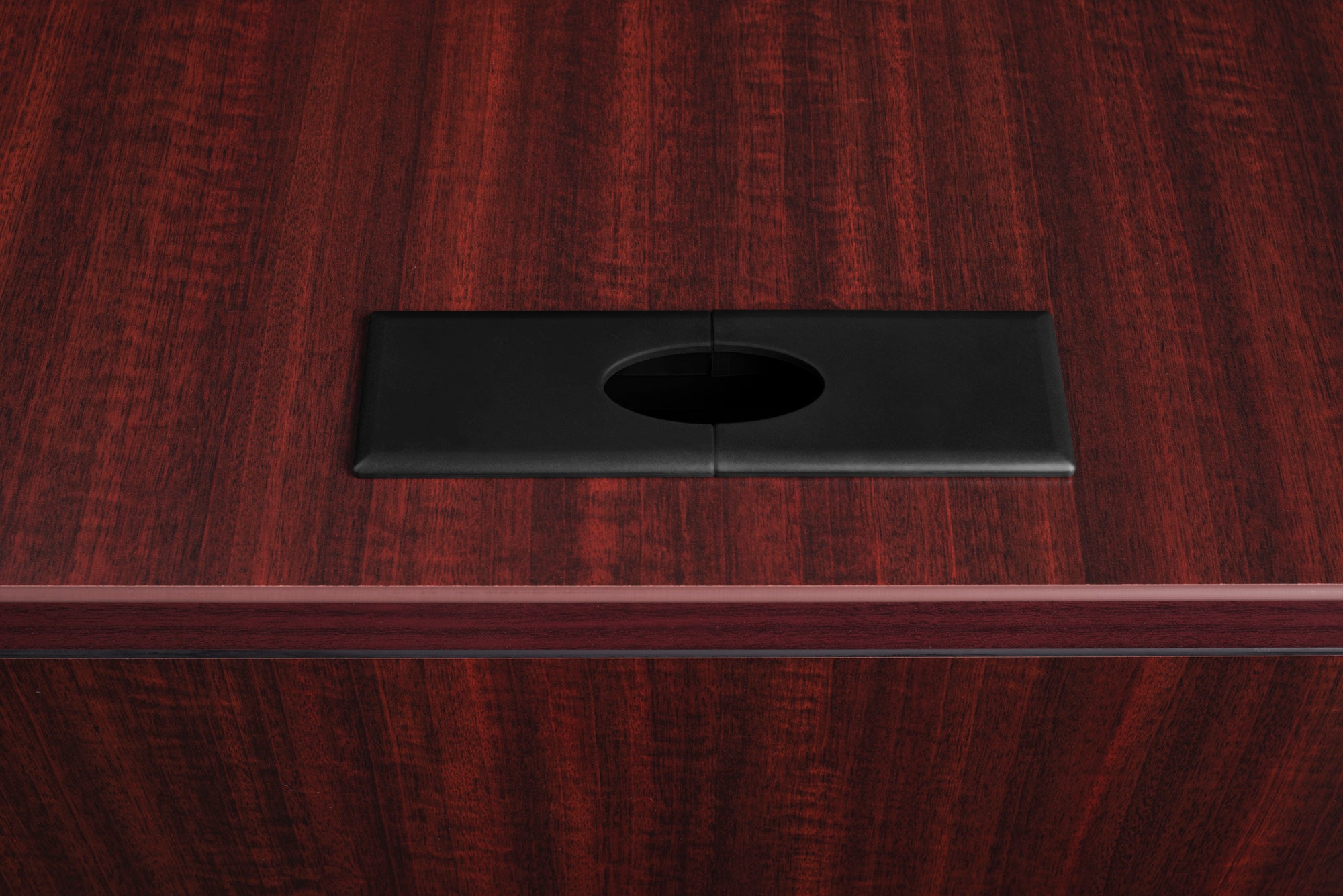 Premium Mahogany U-shaped Desk with Locking Pedestal & Wire Management