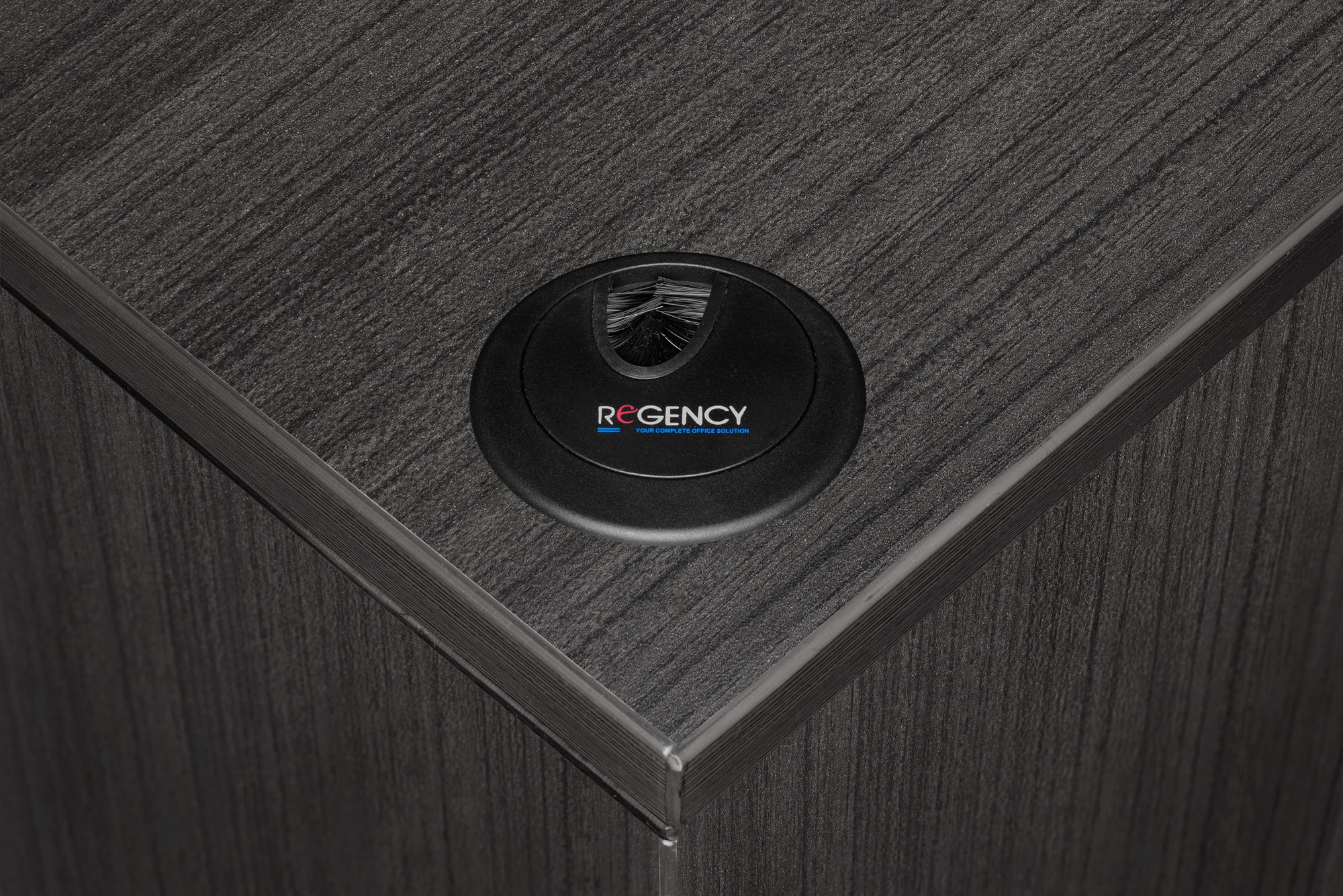 Premium Ash Gray U-shaped Desk with Locking Pedestal & Wire Management