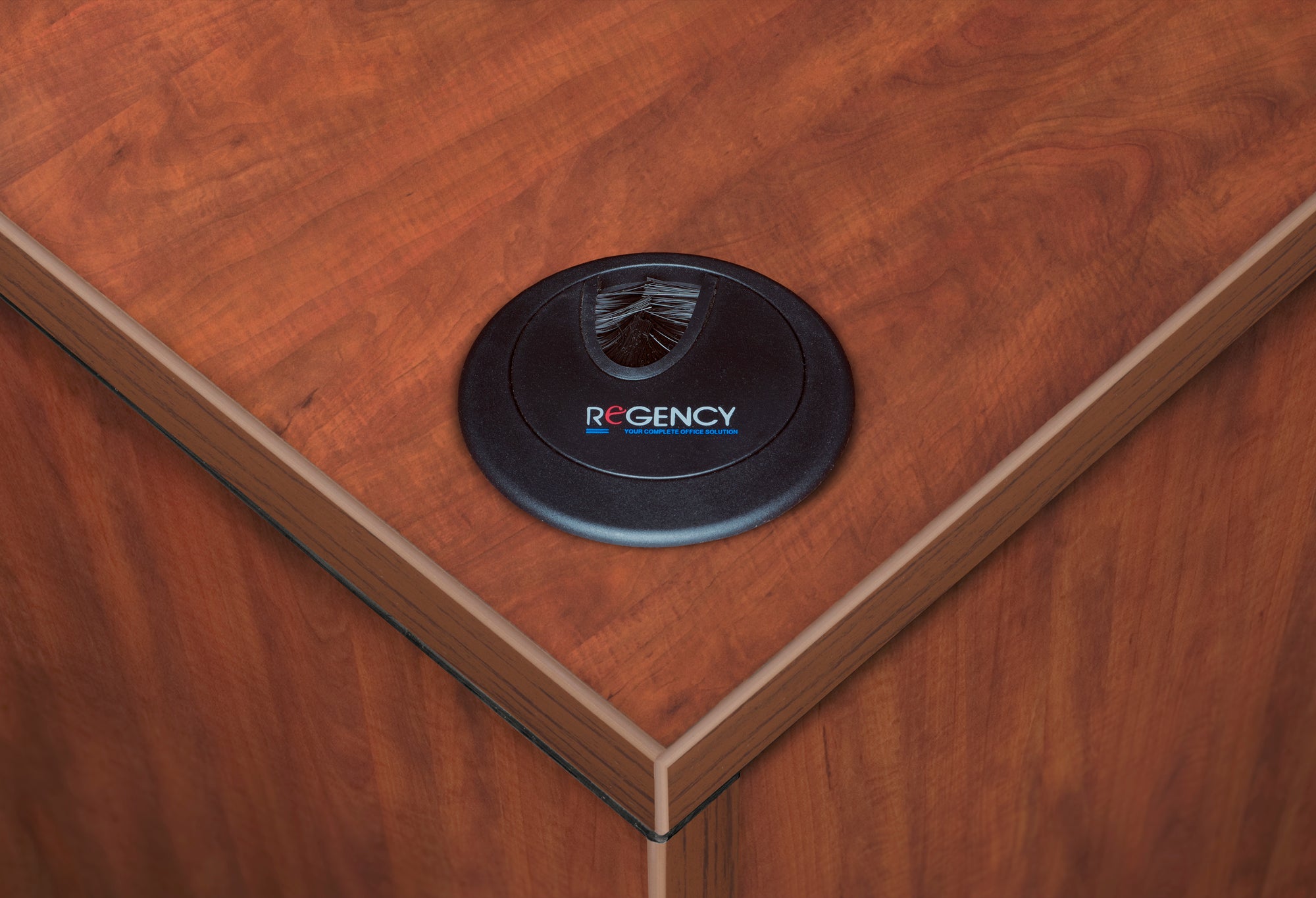 Premium Cherry U-shaped Desk with Locking Pedestal & Wire Management