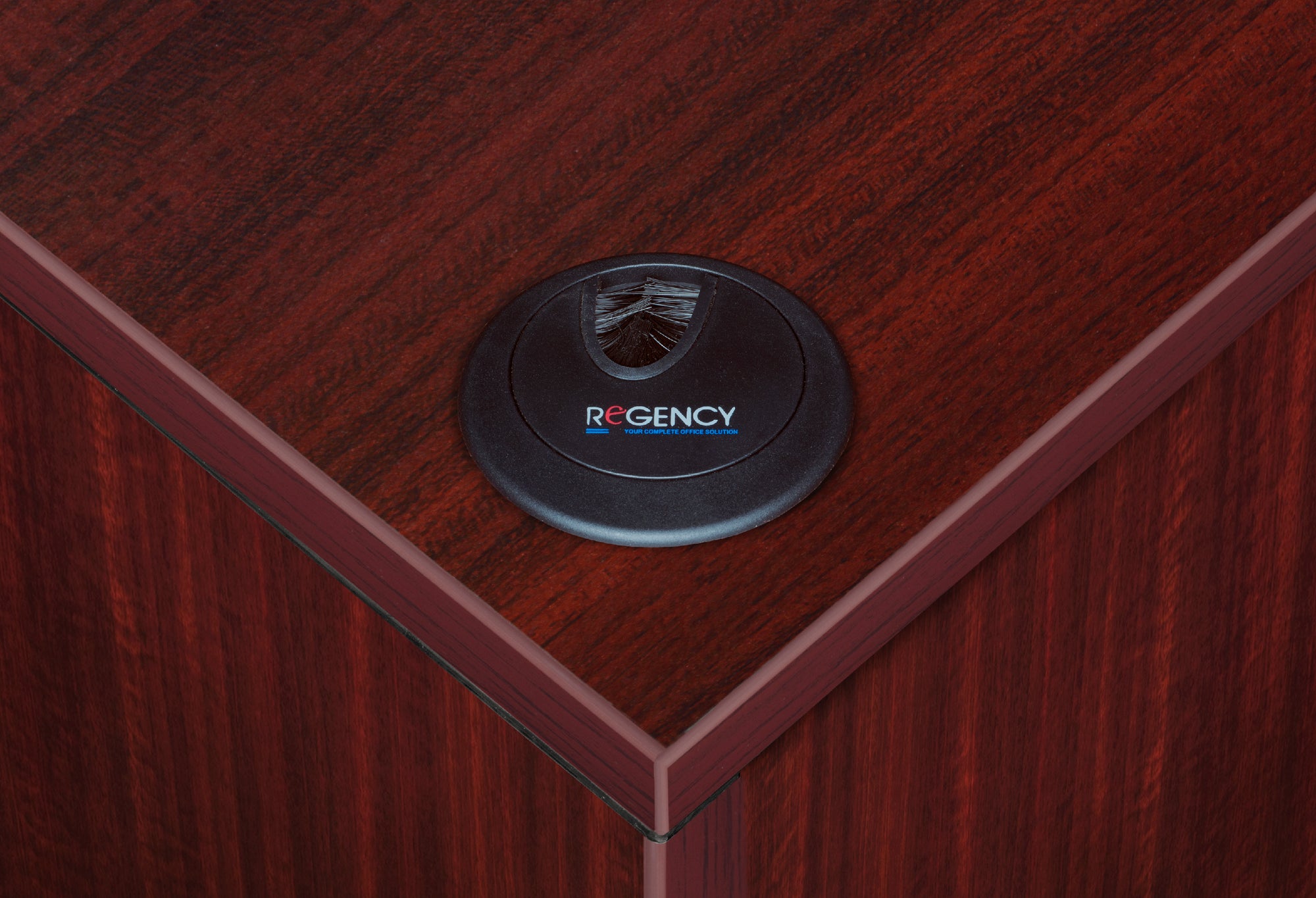 Premium Mahogany U-shaped Desk with Locking Pedestal & Wire Management