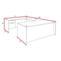 Premium Cherry U-shaped Desk with Locking Pedestal & Wire Management