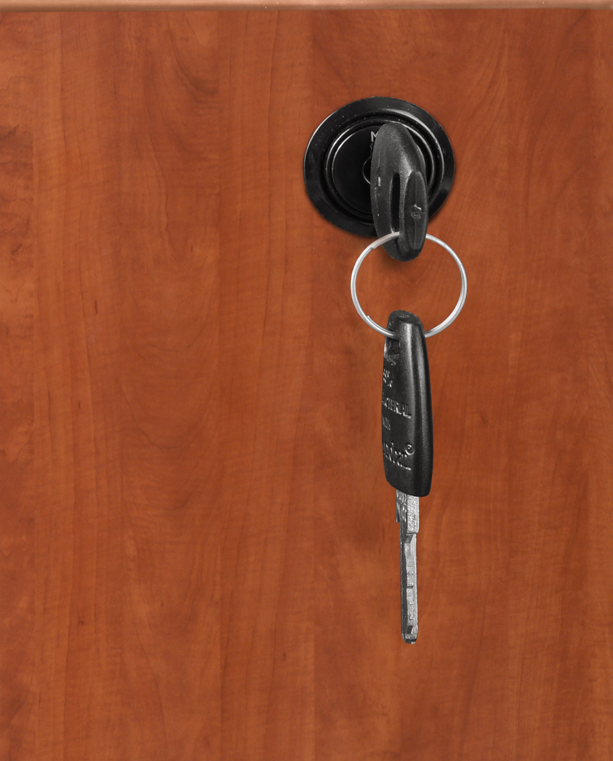 Premium Cherry U-shaped Desk with Locking Pedestal & Wire Management