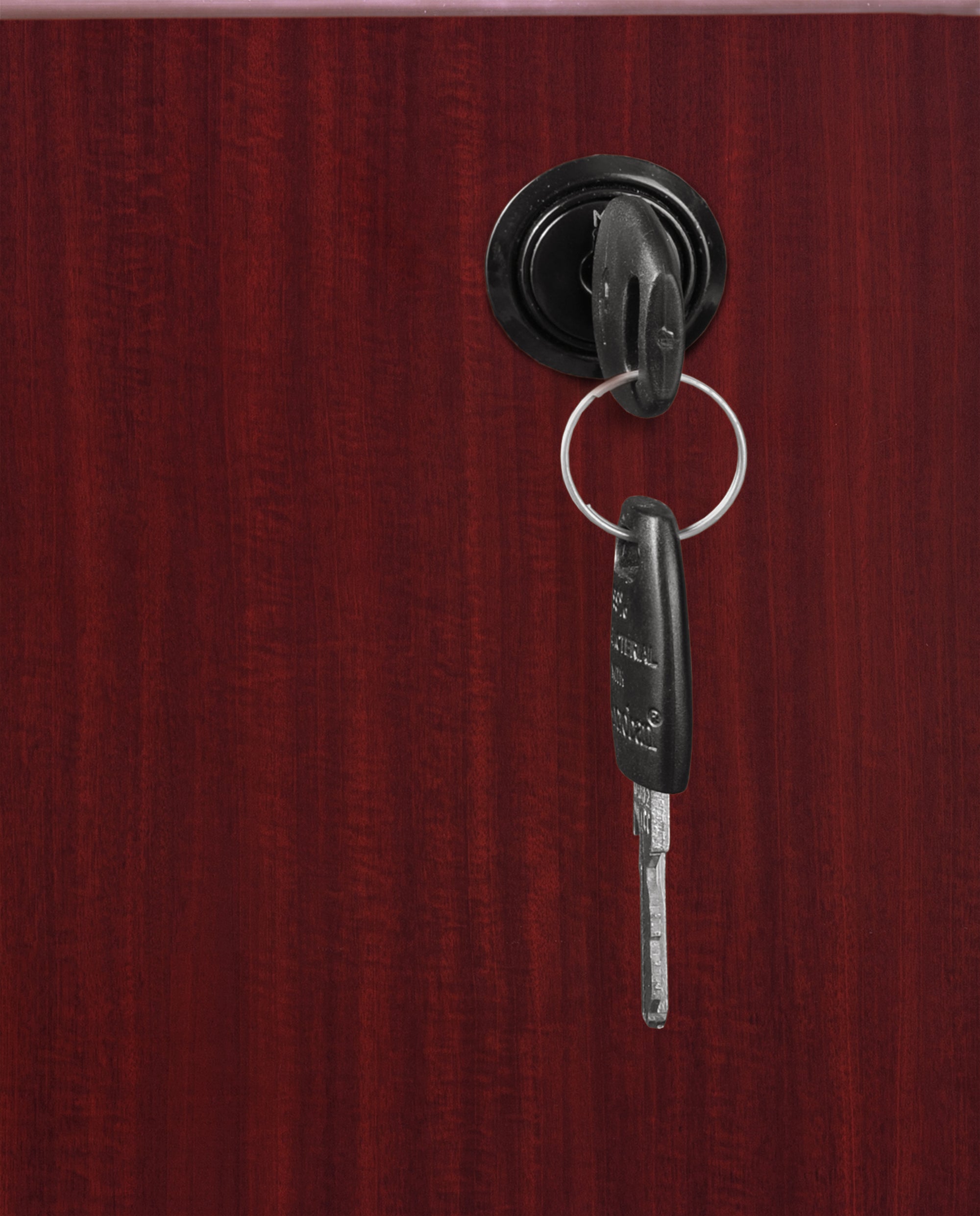 Premium Mahogany U-shaped Desk with Locking Pedestal & Wire Management