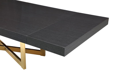 Modern 84 - 123" High Gloss Gray Oak Conference Table with Gold Base