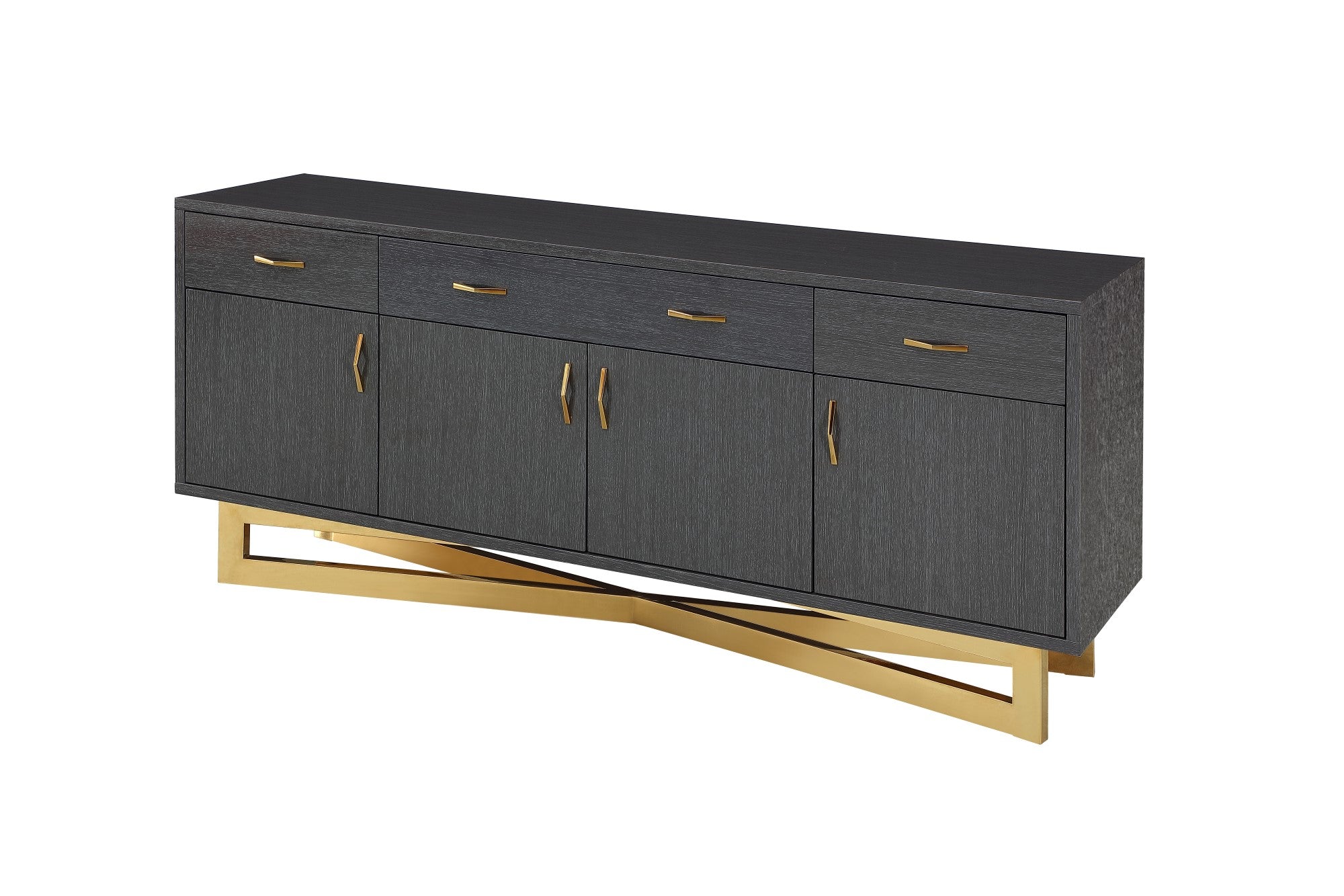 Modern 84 - 123" High Gloss Gray Oak Conference Table with Gold Base