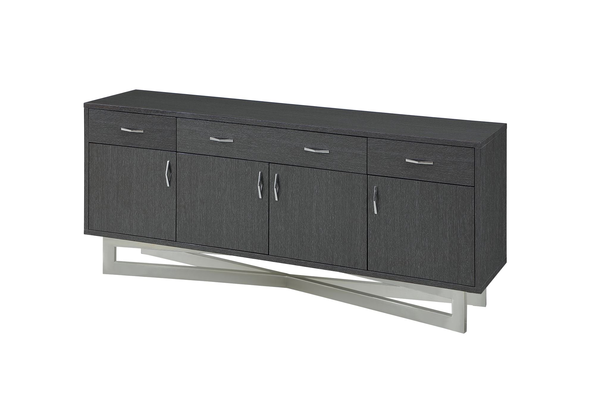 Sleek 75" Executive Office Desk in Glossy Gray Oak Finish
