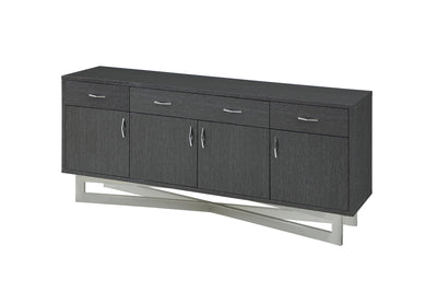 Sleek 75" Executive Office Desk in Glossy Gray Oak Finish