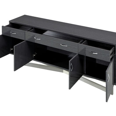 High Gloss Gray Oak 81" Modern Storage Credenza