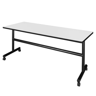 72" Premium White Training Table with Casters and Flip Top