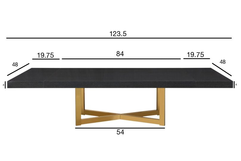 Modern 84 - 123" High Gloss Gray Oak Conference Table with Gold Base