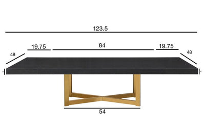 Modern 84 - 123" High Gloss Gray Oak Conference Table with Gold Base