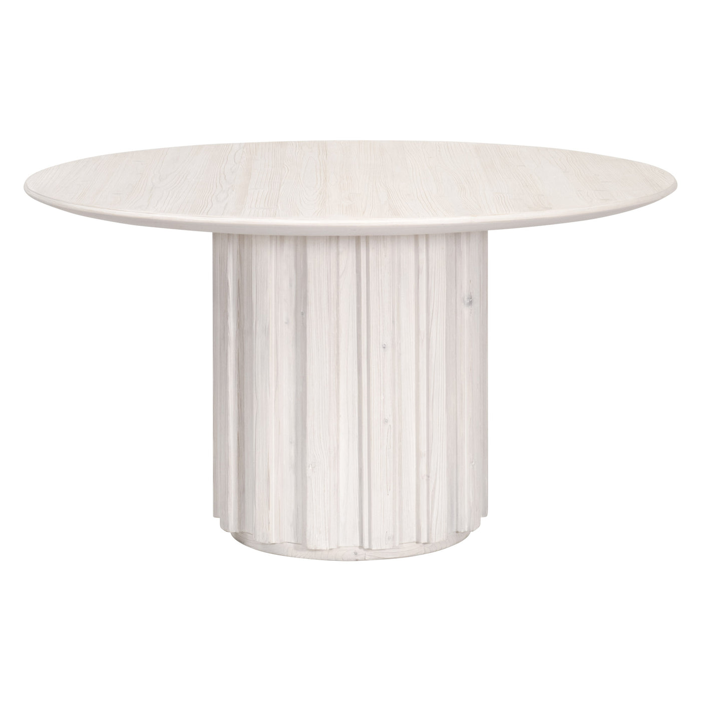 Modern Whitewashed Round Reclaimed Pine Meeting Table