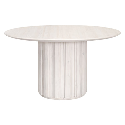 Modern Whitewashed Round Reclaimed Pine Meeting Table