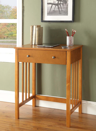 Mission Style Compact Oak Computer Desk with Keyboard Tray