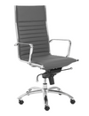 Gray Leather & Chrome High Back Modern Office Chair