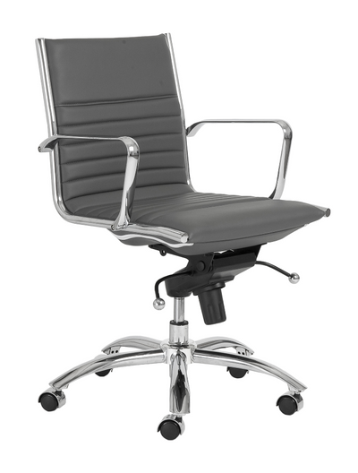 Low-Back Modern Office Chair in Gray Leatherette and Chrome by Euro Style