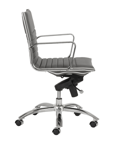Low-Back Modern Office Chair in Gray Leatherette and Chrome by Euro Style